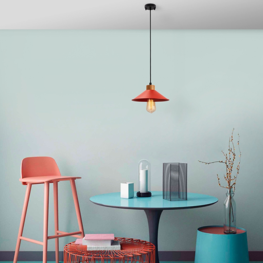 Lampa wisząca MANAVGAT 1xE27/40W/230V czerwona/brązowa