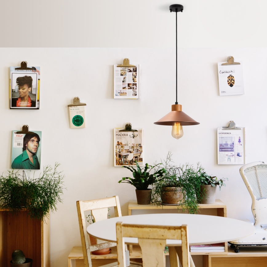 Lampa wisząca MANAVGAT 1xE27/40W/230V miedź / brąz