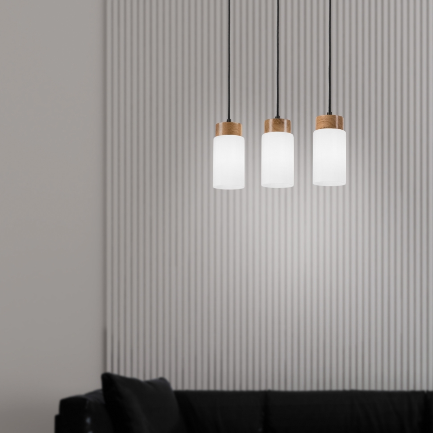 Lampa wisząca MARKUS na lince 3xE27/15W/230V czarna/dąb