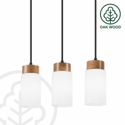 Lampa wisząca MARKUS na lince 3xE27/15W/230V czarna/dąb