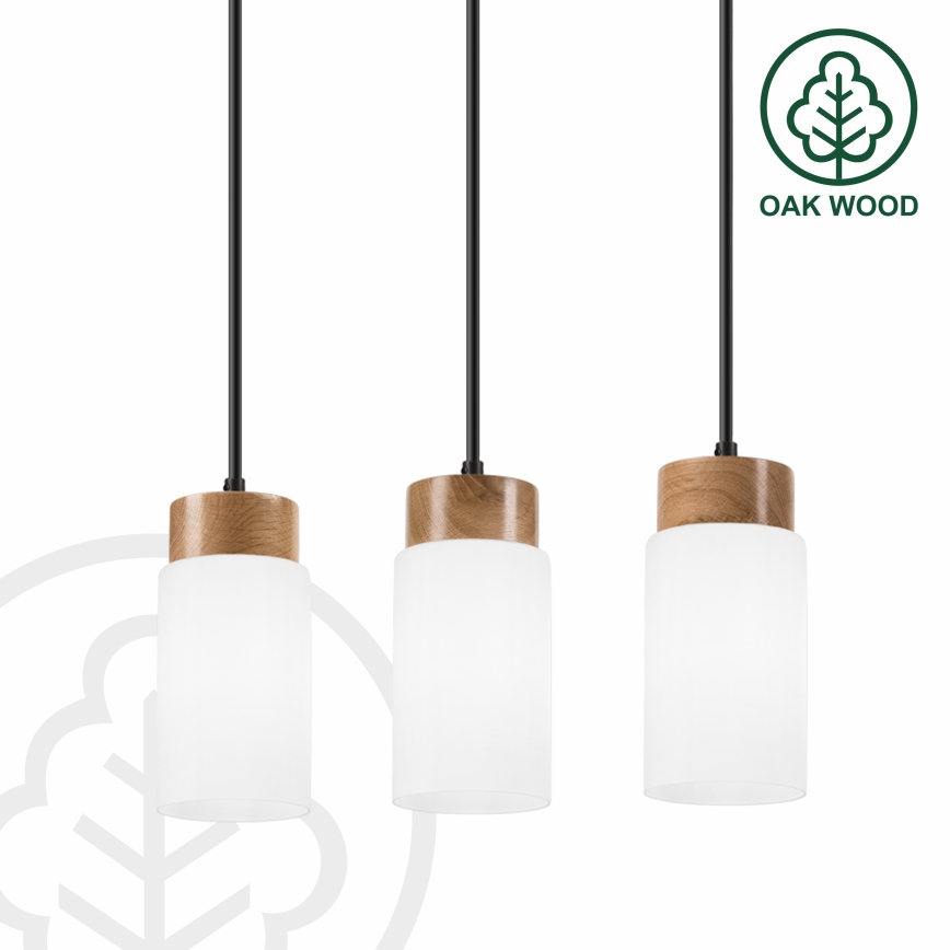 Lampa wisząca MARKUS na lince 3xE27/15W/230V czarna/dąb