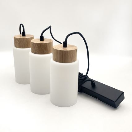 Lampa wisząca MARKUS na lince 3xE27/15W/230V czarna/dąb