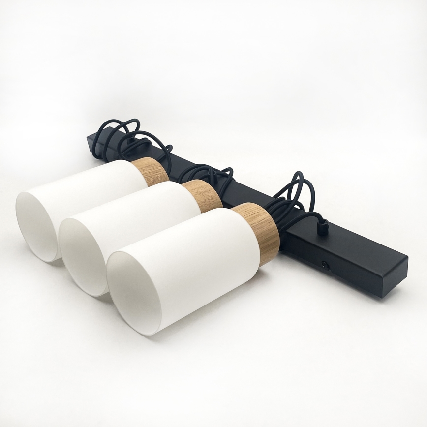 Lampa wisząca MARKUS na lince 3xE27/15W/230V czarna/dąb