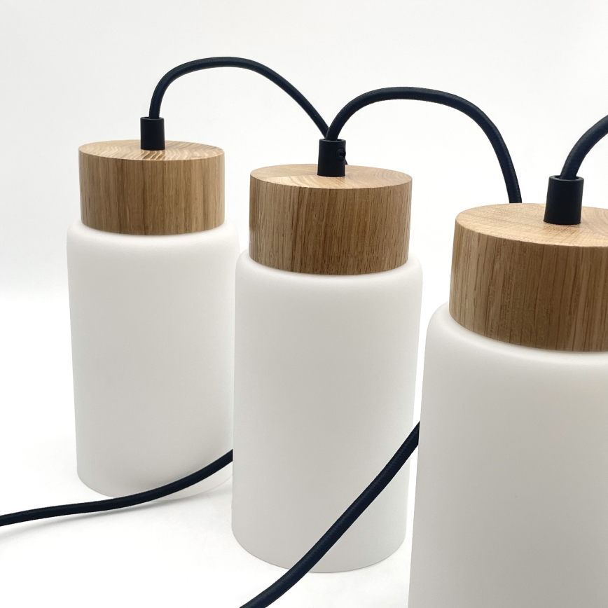 Lampa wisząca MARKUS na lince 3xE27/15W/230V czarna/dąb