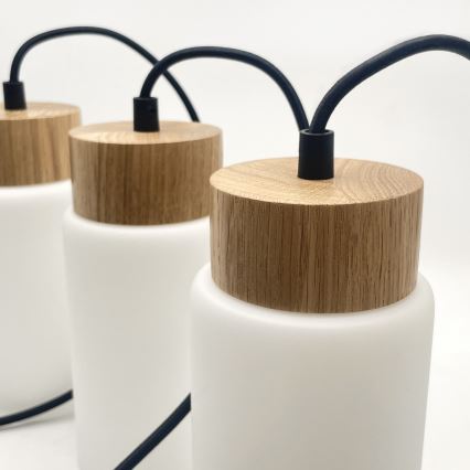 Lampa wisząca MARKUS na lince 3xE27/15W/230V czarna/dąb