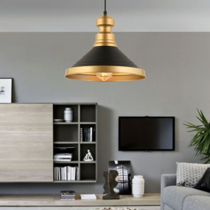 Lampa wisząca MONZA 1xE27/40W/230V, 30 cm czarna/złota