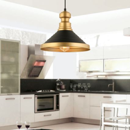 Lampa wisząca MONZA 1xE27/40W/230V, 30 cm czarna/złota