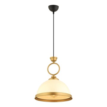 Lampa wisząca MONZA 1xE27/40W/230V średnica 26 cm kremowa/brązowa