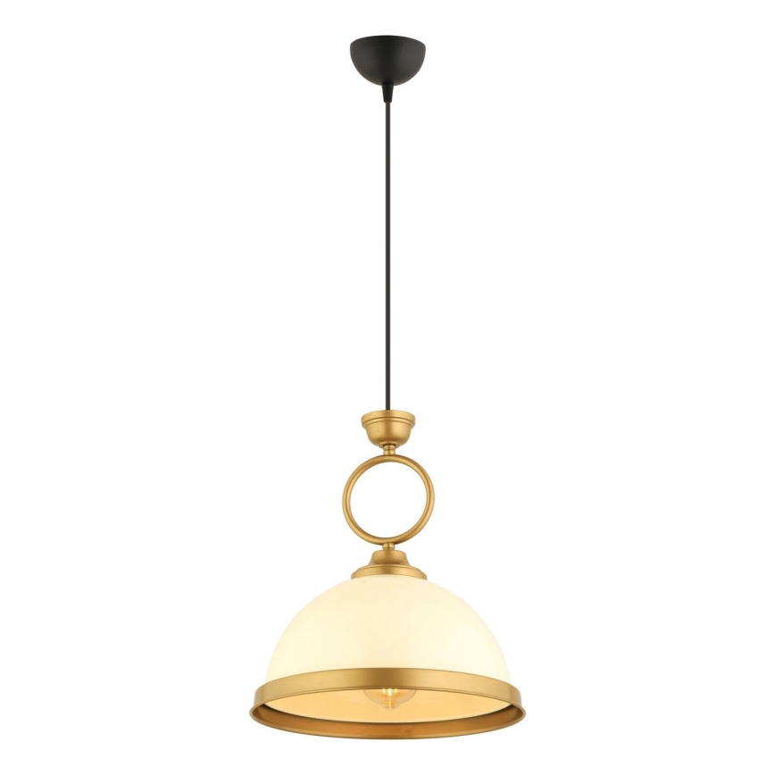 Lampa wisząca MONZA 1xE27/40W/230V średnica 26 cm kremowa/brązowa