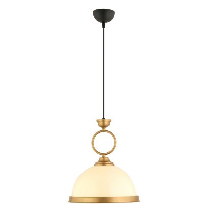 Lampa wisząca MONZA 1xE27/40W/230V średnica 26 cm kremowa/brązowa