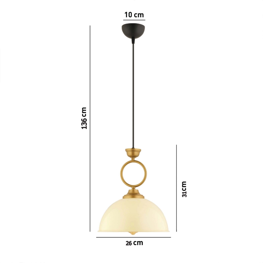 Lampa wisząca MONZA 1xE27/40W/230V średnica 26 cm kremowa/brązowa