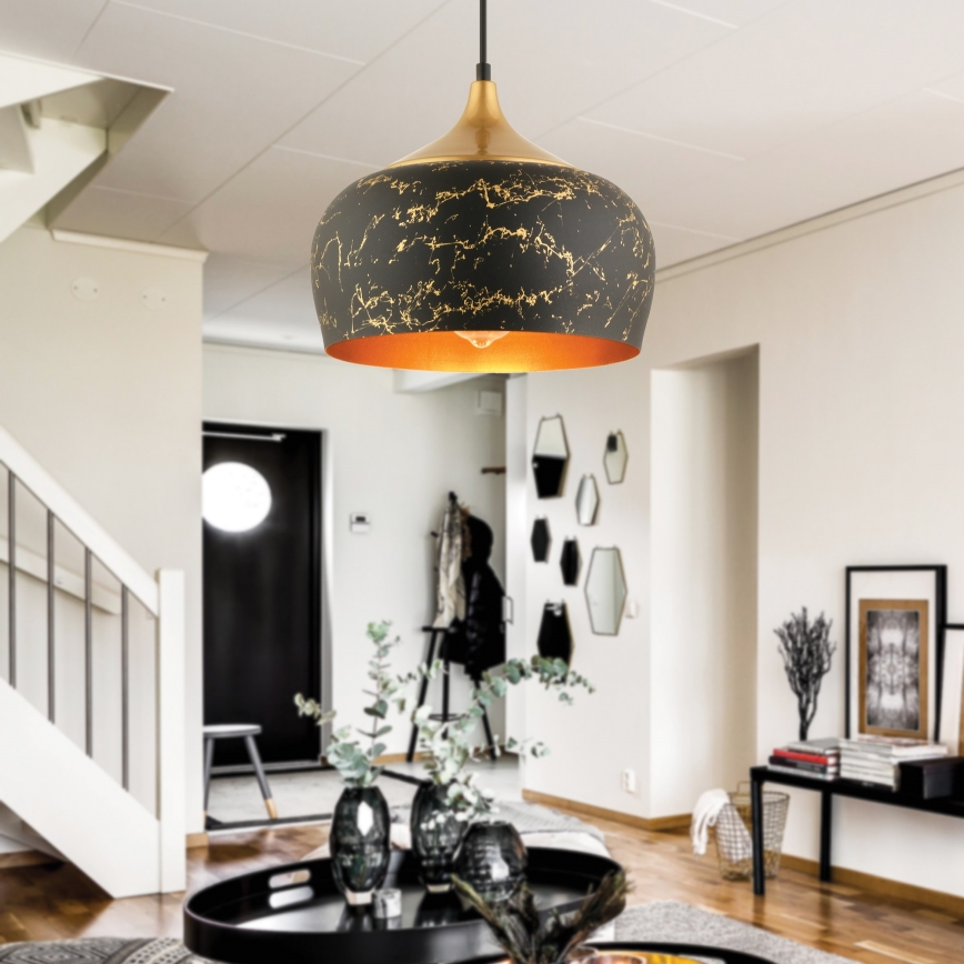 Lampa wisząca MONZA 1xE27/40W/230V, średnica 30 cm, czarna/brązowa