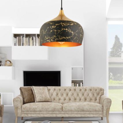 Lampa wisząca MONZA 1xE27/40W/230V, średnica 30 cm, czarna/brązowa