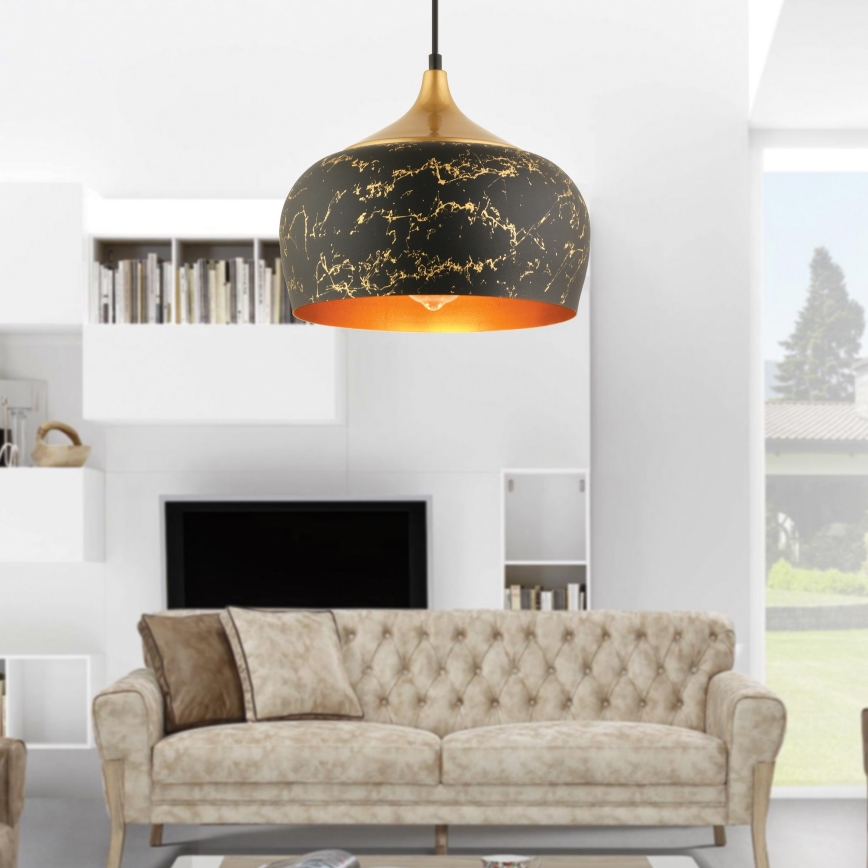 Lampa wisząca MONZA 1xE27/40W/230V, średnica 30 cm, czarna/brązowa