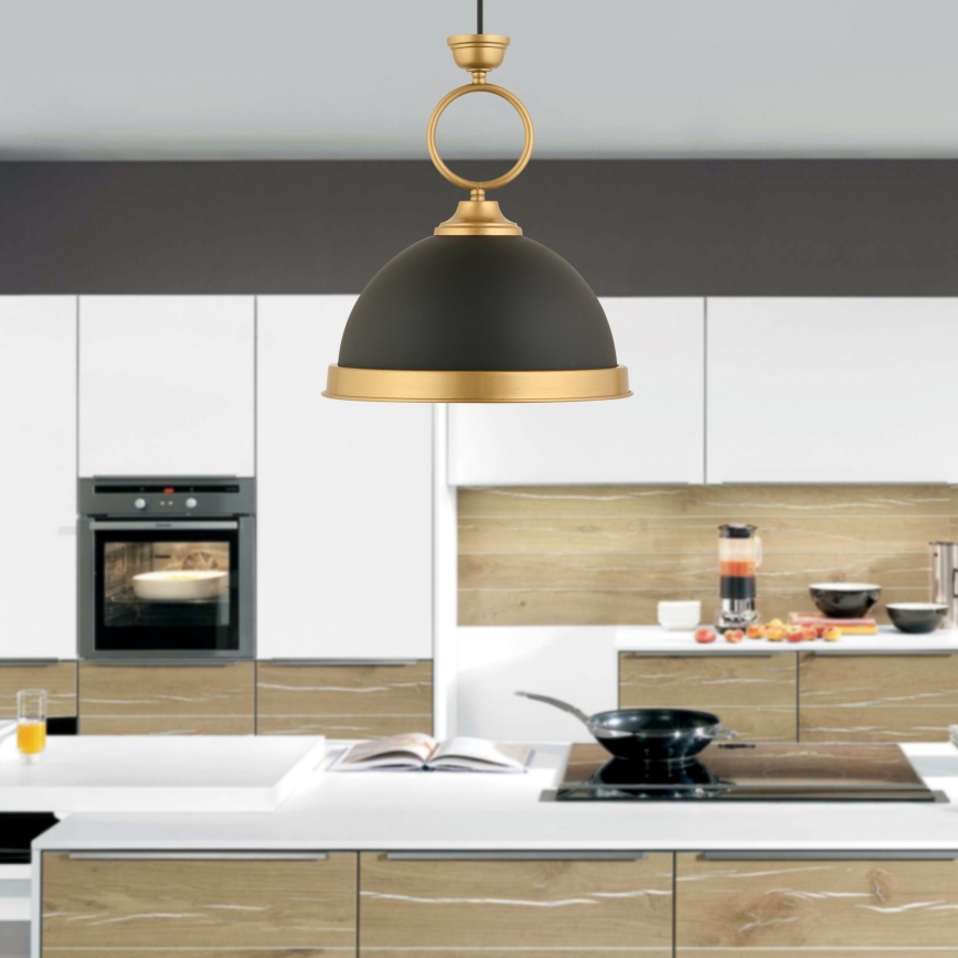 Lampa wisząca MONZA 1xE27/40W/230V średnica 30 cm czarna/brązowa