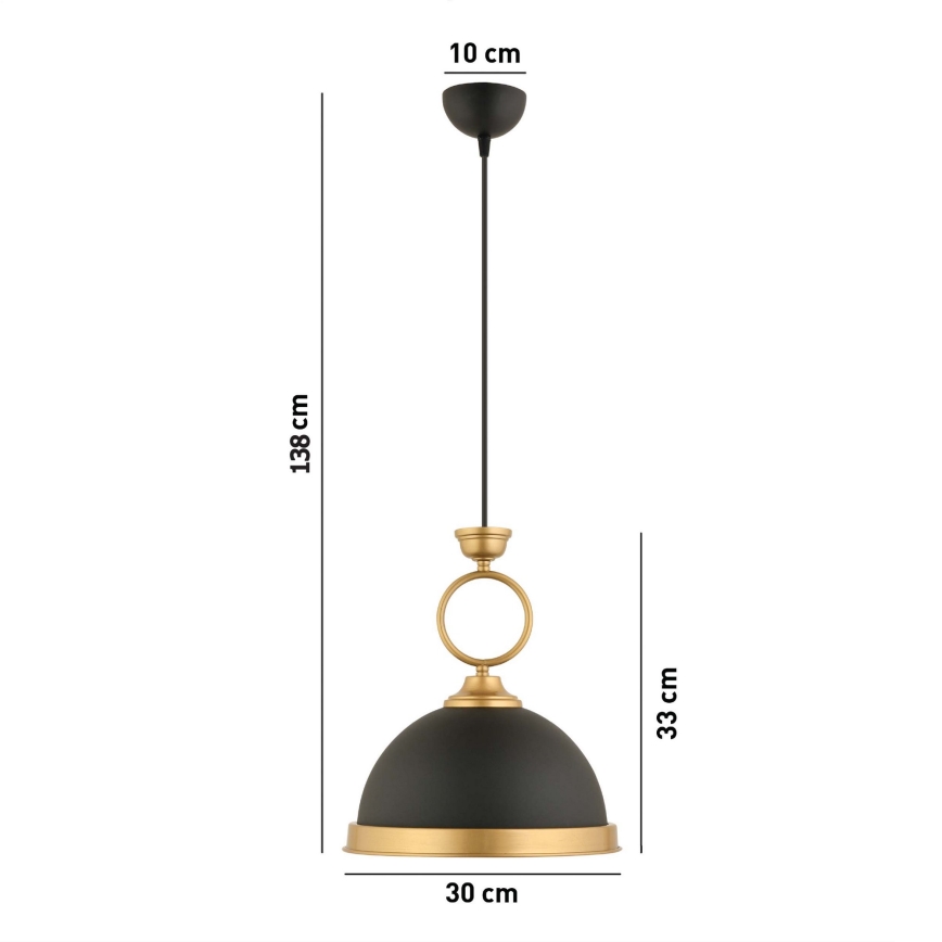 Lampa wisząca MONZA 1xE27/40W/230V średnica 30 cm czarna/brązowa