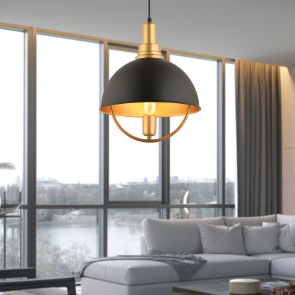 Lampa wisząca MONZA 1xE27/40W/230V średnica 30 cm czarna/złota