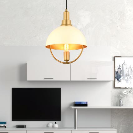 Lampa wisząca MONZA 1xE27/40W/230V średnica 30 cm kremowa/złota