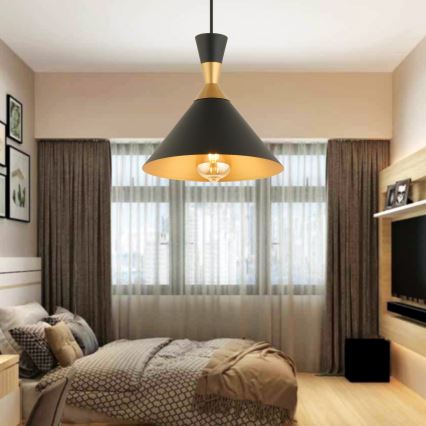 Lampa wisząca MONZA 1xE27/40W/230V Ø 25 cm czarna/złota