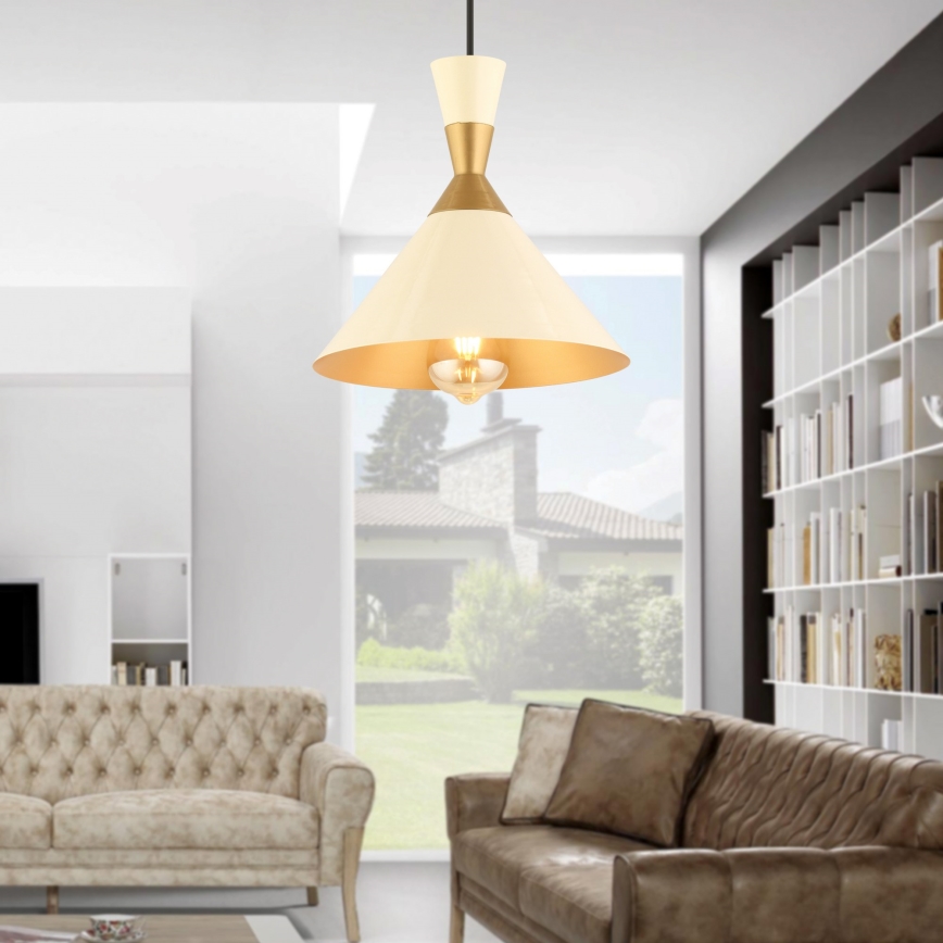 Lampa wisząca MONZA 1xE27/40W/230V Ø 25 cm kremowa/złota