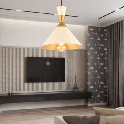 Lampa wisząca MONZA 1xE27/40W/230V Ø 25 cm kremowa/złota