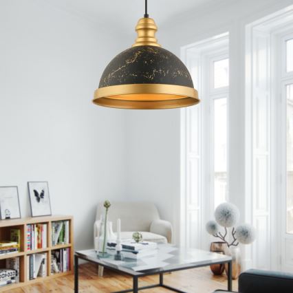 Lampa wisząca MONZA 1xE27/40W/230V Ø 29 cm czarna/brązowa