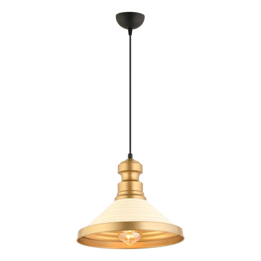 Lampa wisząca MONZA 1xE27/40W/230V Ø 30 cm kremowa/złota