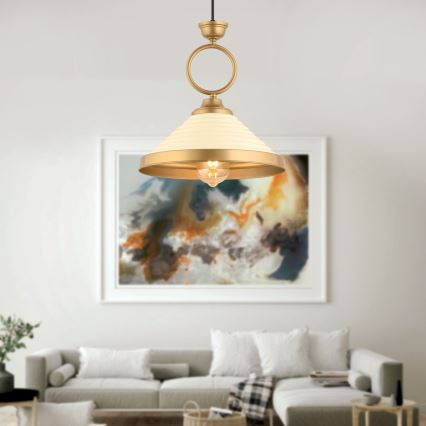 Lampa wisząca MONZA 1xE27/40W/230V Ø 30 cm kremowy/brązowy
