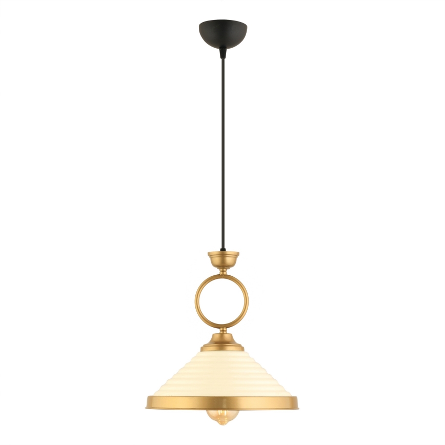 Lampa wisząca MONZA 1xE27/40W/230V Ø 30 cm kremowy/brązowy