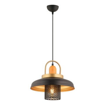 Lampa wisząca MONZA na lince 1xE27/40W/230V, śr. 32 cm, czarna/złota
