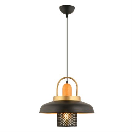 Lampa wisząca MONZA na lince 1xE27/40W/230V, śr. 32 cm, czarna/złota