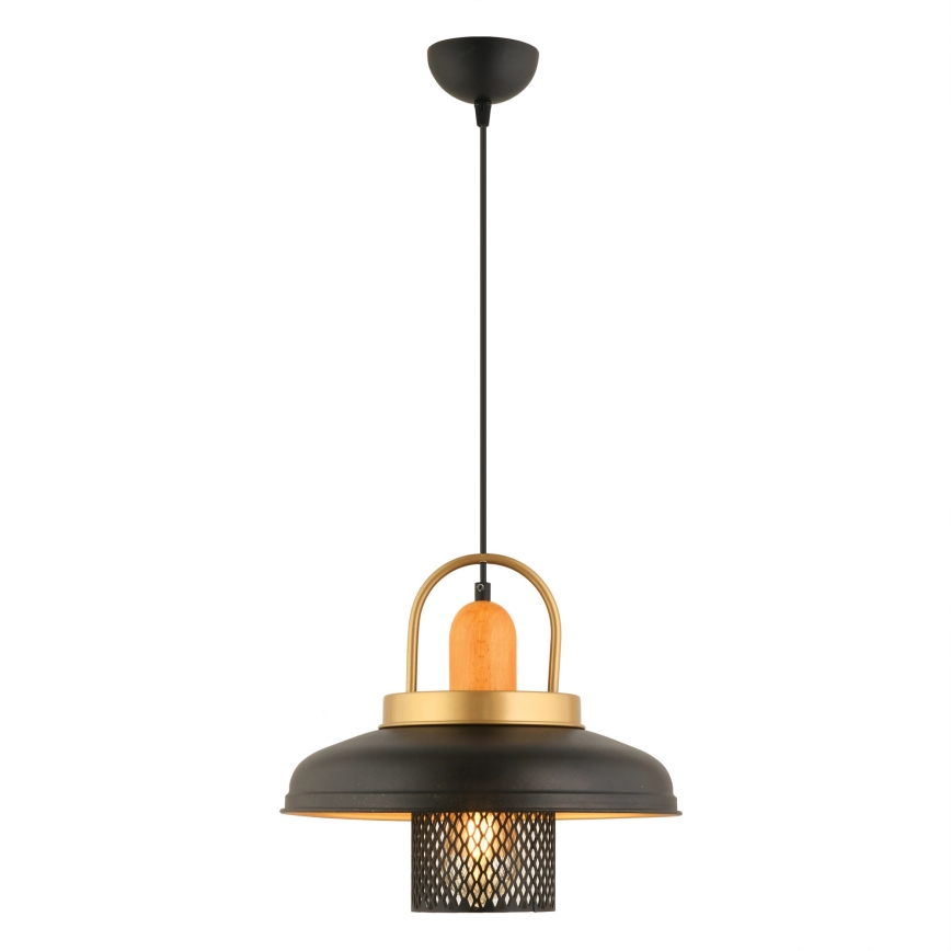 Lampa wisząca MONZA na lince 1xE27/40W/230V, śr. 32 cm, czarna/złota