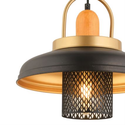 Lampa wisząca MONZA na lince 1xE27/40W/230V, śr. 32 cm, czarna/złota