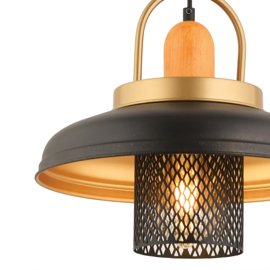 Lampa wisząca MONZA na lince 1xE27/40W/230V, śr. 32 cm, czarna/złota