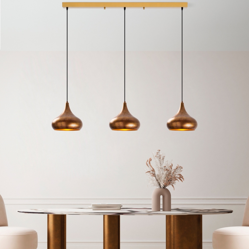 Lampa wisząca MUBA 3xE27/40W/230V miedziana