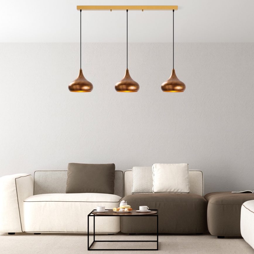 Lampa wisząca MUBA 3xE27/40W/230V miedziana