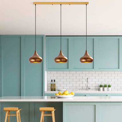 Lampa wisząca MUBA 3xE27/40W/230V miedziana