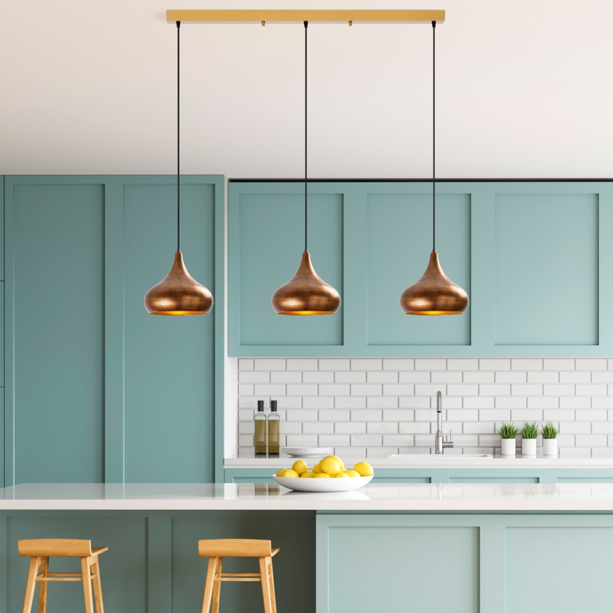 Lampa wisząca MUBA 3xE27/40W/230V miedziana