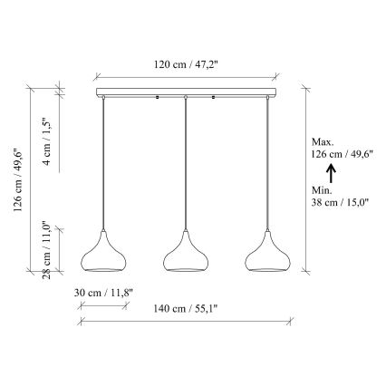 Lampa wisząca MUBA 3xE27/40W/230V miedziana