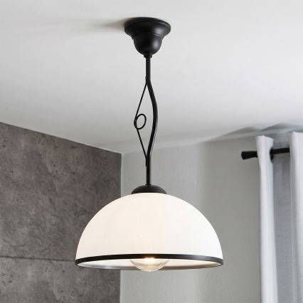 Lampa wisząca na drążku RETRO 1xE27/60W/230V czarny/biały