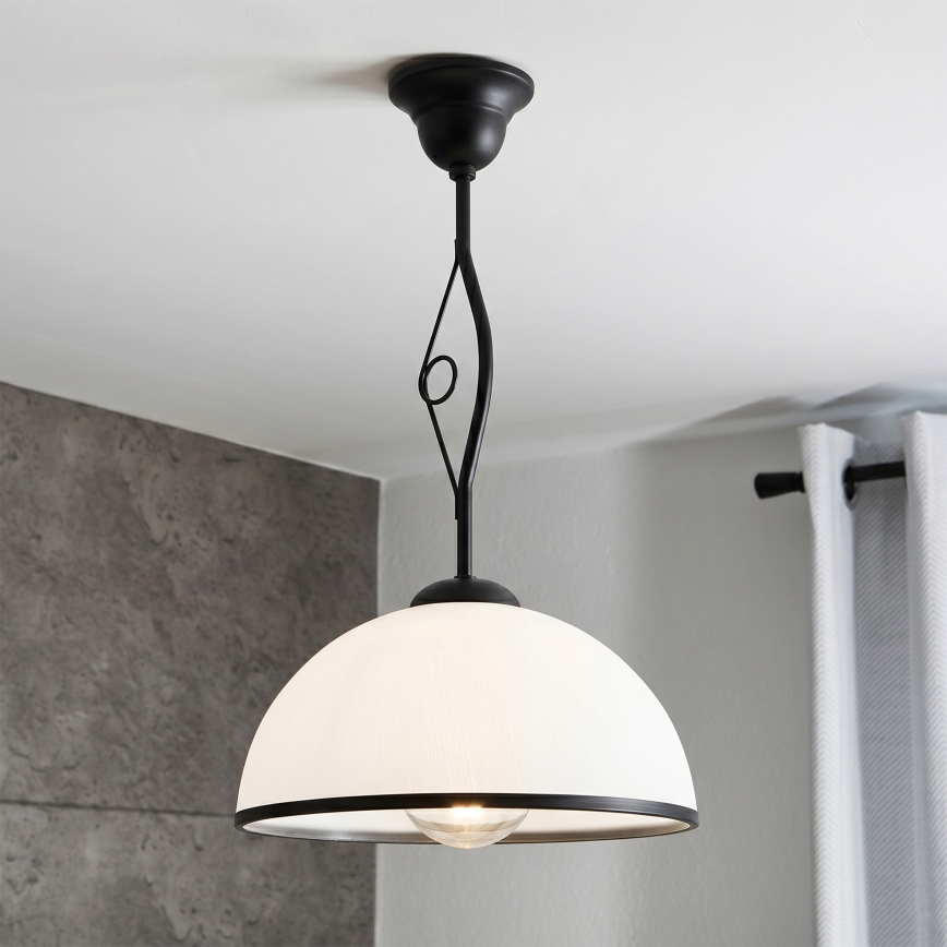 Lampa wisząca na drążku RETRO 1xE27/60W/230V czarny/biały