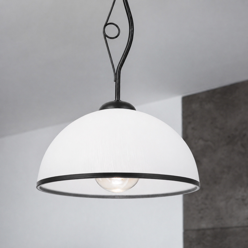 Lampa wisząca na drążku RETRO 1xE27/60W/230V czarny/biały