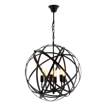 Lampa wisząca na łańcuchu IRONBALL 6xE27/40W/230V czarna