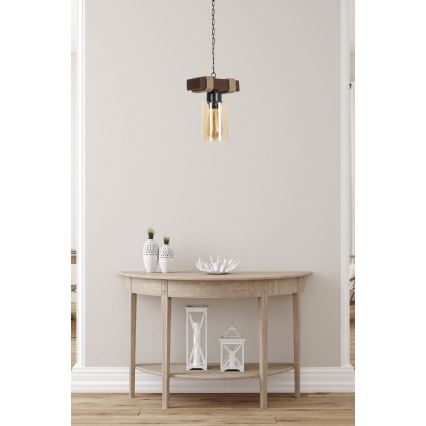 Lampa wisząca na łańcuchu JASMIN 1xE27/40W/230V brązowa/beżowa