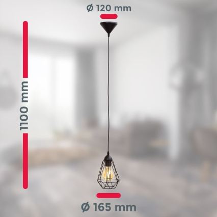 Lampa wisząca na lince 1xE27/40W/230V czarna