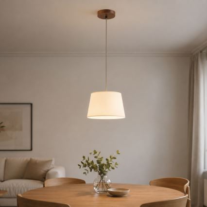Lampa wisząca na lince AIDA 1xE27/15W/230V, śr. 25 cm, dąb/kremowy
