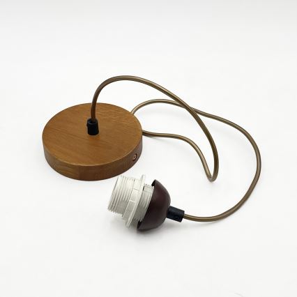 Lampa wisząca na lince AIDA 1xE27/15W/230V śr. 35 cm dąb/kremowa