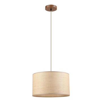 Lampa wisząca na lince AIDA 1xE27/15W/230V Ø 35 cm dąb/rafia