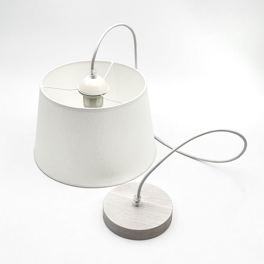 Lampa wisząca na lince AIDA 1xE27/60W/230V śr. 25 cm dąb/biały