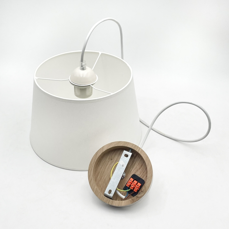 Lampa wisząca na lince AIDA 1xE27/60W/230V śr. 25 cm dąb/biały